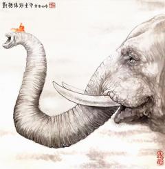 水墨禪画《对话》系列之九   50-50cm   王山甲敬绘 “大象无形，大音希声，大美无言”