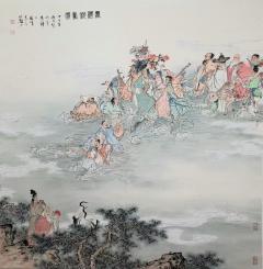 杨峰，群仙祝寿图 130*130厘米，已装裱挂]