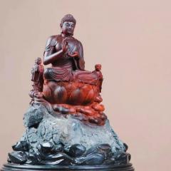 印度小叶紫檀「释迦牟尼佛」  规格：长30.8×宽28.6×高41.3cm   净重19.1斤。沉香雅集售。