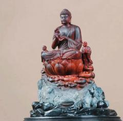 印度小叶紫檀「释迦牟尼佛」  规格：长30.8×宽28.6×高41.3cm   净重19.1斤。沉香雅集售。