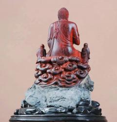 印度小叶紫檀「释迦牟尼佛」  规格：长30.8×宽28.6×高41.3cm   净重19.1斤。沉香雅集售。