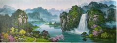 朝鲜大幅山水风景油画 300-110厘米