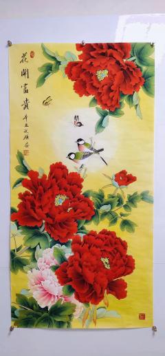 《花开富贵》 胡记领老师新作 带合影视频收藏证书 现有作品，特价结缘