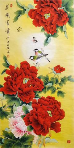 《花开富贵》 胡记领老师新作 带合影视频收藏证书 现有作品，特价结缘