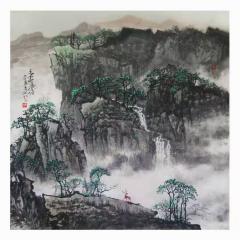 师从北派山水画家师恩钊先生，河北美协会员，孙红光老师原创精品山水作品四尺斗方  保真  合影  收藏证书  小视频  ！