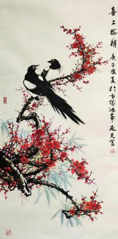 李延光老师花鸟作品 三尺整张100*50cm 带合影视频收藏证书 支持定制，部分现作