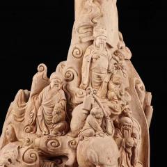 印尼沉香，福禄寿 香味浓郁，雕工精细，开脸慈祥和蔼可亲，整体设计热闹喜气，福禄老儿组构，全手工打造，收藏价值高！