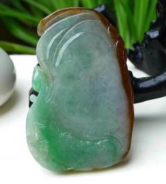 [色]缅甸天然A货翡翠牌  精美水润 双彩花开富贵  玉质细腻 色泽鲜艳 工艺精湛 线条流畅线优美 种水好 [色] 尺寸：62*40*6.2mm重量：30.40g佩戴效果优雅 0513 特价：8800