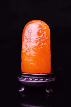 漂亮！顶级帝王石寿山田黄冻 黄金黄满丝寿山田黄冻 题材：观音自然章 净重29.4克 尺寸：2.6/1.3/4.8厘米 带证书