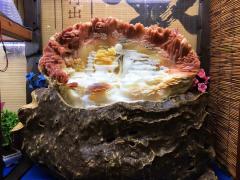 孤品，博物馆收藏级别，千年一遇，稀有大规格55公分，这么大宽的这么多年第一次见到，黄岩岛红贝摆件，非常稀有的颜色，苏工精雕，工艺非常好，巧雕立体感足，精雕山水，寓意：（鸿运当头）（步步高升）工艺一流，品相完美，大师精心设计