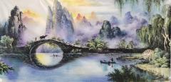 周国民国画桂林山水，请欣赏
