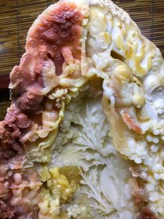 孤品，潭门独一件，千年一遇，传世之作，稀有大规格52公分，【黄岩岛牛血红贝】摆件，非常稀有的颜色，苏工精雕，工艺非常好，巧雕立体感足，细节非常到位。寓意：【八星贺寿】工艺一流，品相完美，大师精心设计效果相当不错，喜欢收藏的朋友私信，配置海南