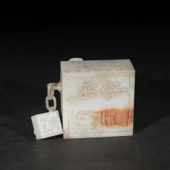 【和田玉狮钮玉链子母印章】 规格：长22cm 宽9cm 高11cm 重量3.6斤