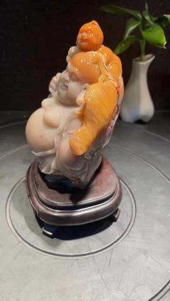 北部石，大肚佛、尺寸10-9-17厘米。肉质细腻，蜡质感十足，包浆纯润，雕刻活灵活现，憨态可掬。