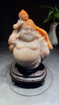 北部石，大肚佛、尺寸10-9-17厘米。肉质细腻，蜡质感十足，包浆纯润，雕刻活灵活现，憨态可掬。