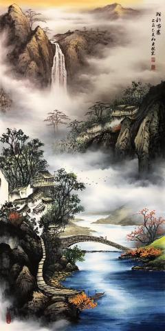 【当代实力派画家——龙宽 】 师承家父（著名画家张国民先生） 作品：（接受定制） 规格：140x70厘米（9平尺） 附有：收藏证书，视频合影！ 【画家承诺：永久保真】