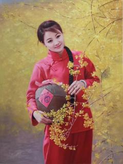 美女油画20210825，定制联系QQ客服