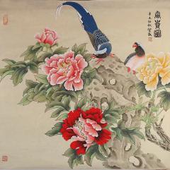 张坚盛斗方花鸟，富贵图，及张冬蕊老师作品