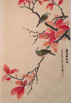 霍春阳得意弟子，当今中国花鸟名家，淮南师范学院美术教授，田美芸老师高价值收藏级