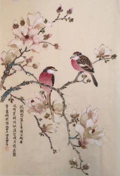 霍春阳得意弟子，当今中国花鸟名家，淮南师范学院美术教授，田美芸老师高价值收藏级