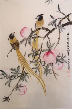 霍春阳得意弟子，当今中国花鸟名家，淮南师范学院美术教授，田美芸老师高价值收藏级