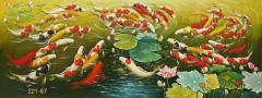 朝鲜油画 天池 295-120厘米；朝鲜油画 锦鲤图 金玉满堂 221-87厘米