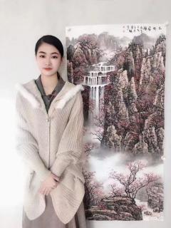 当代“女白雪石＂，中国女画家协会会员，青年实力派美女画家，莫淇麟老师山水画火爆订制收藏中！！！视频、合影。