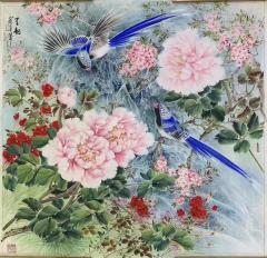 名家作品鉴赏—冯霖章，四尺斗方，有合影。         冯霖章，著名画家，原唐山画院院长，香港云峰画苑签约画家。