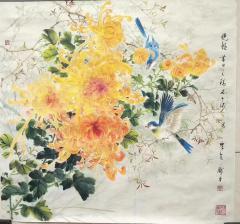 名家作品鉴赏—冯霖章，四尺斗方，有合影。         冯霖章，著名画家，原唐山画院院长，香港云峰画苑签约画家。