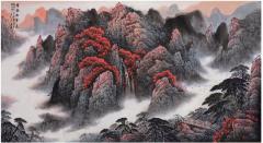 【张月岗】[福] 100x190cm，17平尺。 收藏级别珍品力作，云瀑松声远。 ——收藏附带合影，视频，收藏证书。
