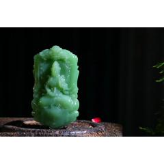 【观音菩萨】  精品和田玉碧玉观音菩萨挂件，手把牌，弯弯秋月锁眉头，心中大爱遍地洒。玉质细腻油润 佩戴舒适。☁️精工雕刻观音菩萨，眉清目秀，慈眼视物，端庄秀美，尽显高贵大气，庄严肃穆之感油然而生，给予佩带者予以内心平和宁静，使人如沐和煦的阳光中，心境平和。尺寸81-47-20mm，重149克FHTY32220880312 SLV