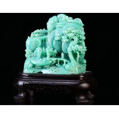 【江南春色】西安绿系列，完美质地，色泽温润，精雕细琢，寓意吉祥，送高档锦盒包装，收藏送礼佳品！ 「长13cm宽8cm高14cm  重1.8斤」