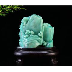 【江南春色】西安绿系列，完美质地，色泽温润，精雕细琢，寓意吉祥，送高档锦盒包装，收藏送礼佳品！ 「长13cm宽8cm高14cm  重1.8斤」