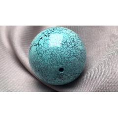 精品原矿高瓷绿松石圆珠，直径23mm，重18.1克