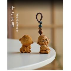 崖柏木雕十二生肖汽车钥匙扣鼠牛虎兔龙蛇马羊猴鸡狗猪包挂件礼物